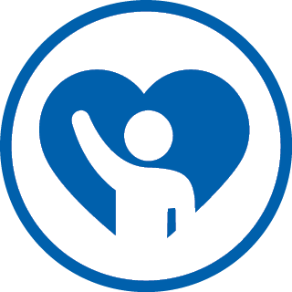Icon of a heart with a person inside