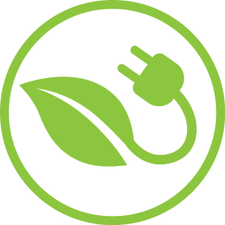Icon of a leaf with an electrical plug for the stem