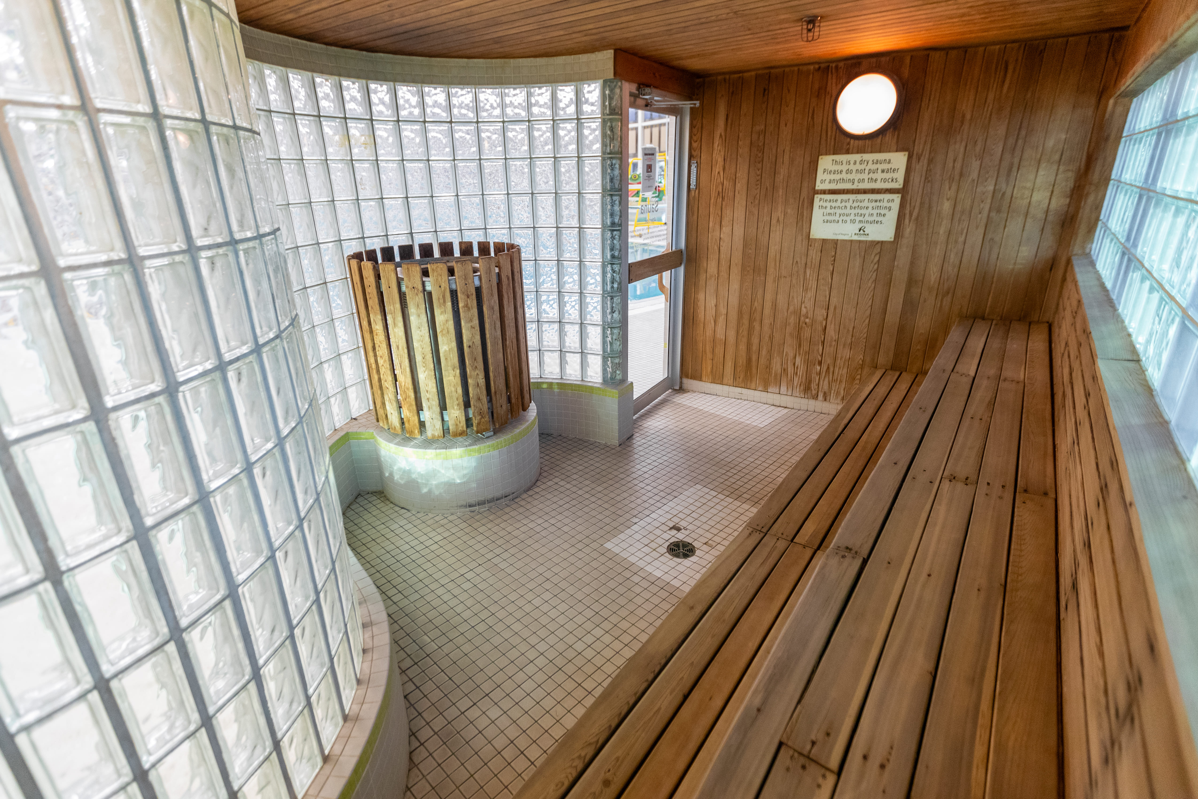The interior of the dry sauna at the SSLC.