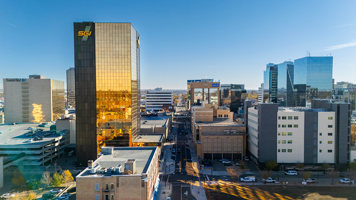 Aerial photo of 11th Avenue looking East from Albert Street